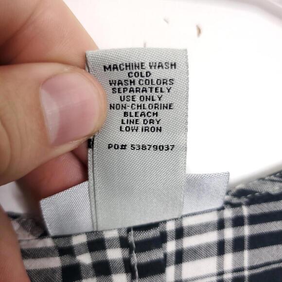 Catherines Top Womens 3X Ruffle Front V Neck Pullover Gingham Plaid Neutral - Picture 7 of 9